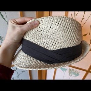Fedora hat cream with black band